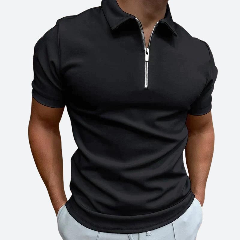 Mode Baron | Comfortabel poloshirt met korte mouwen en rits