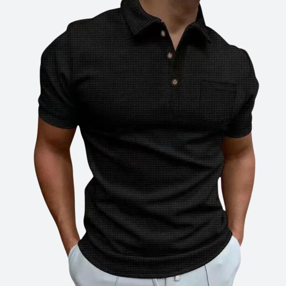 Mode Baron | Getailleerd poloshirt met klassieke knoopaccenten