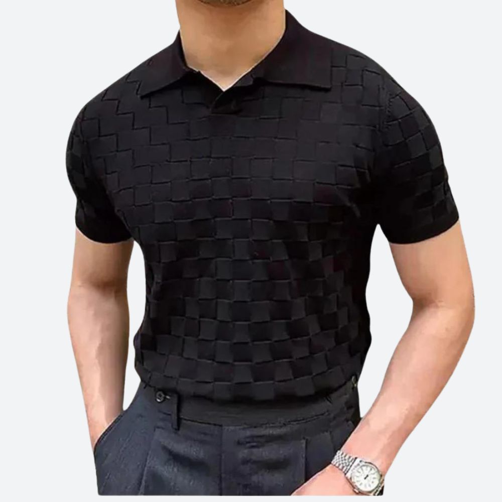 Mode Baron | Elegant poloshirt met dambordpatroon