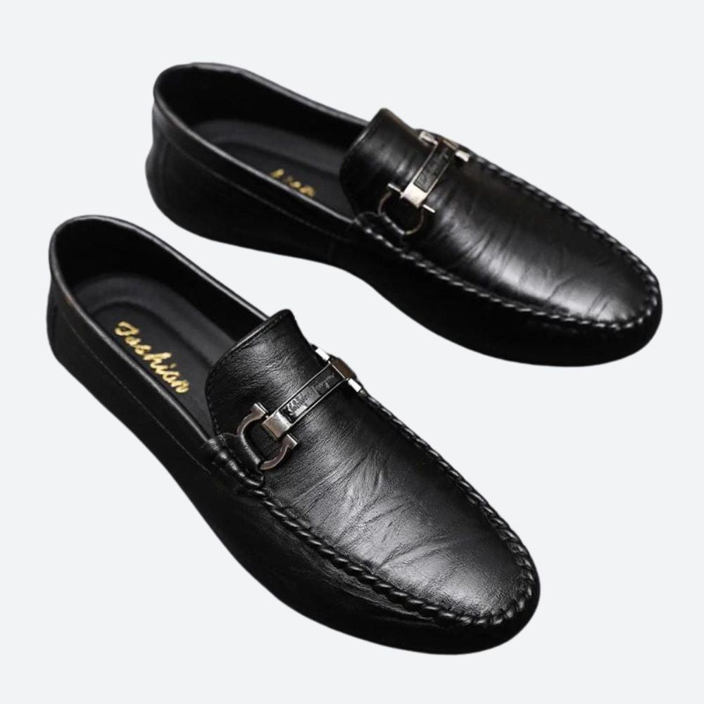 Mode Baron | Elegante leren slippers met gepolijste afwerking