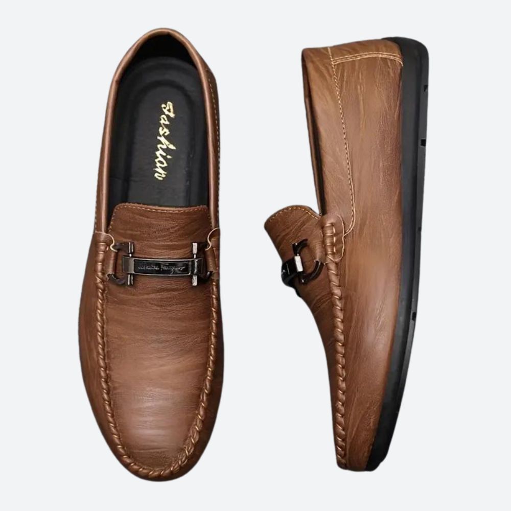 Mode Baron | Elegante leren slippers met gepolijste afwerking