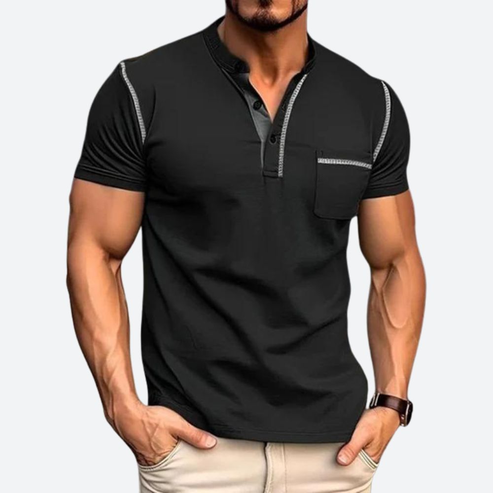 Mode Baron | Casual Henley shirt met borstzak